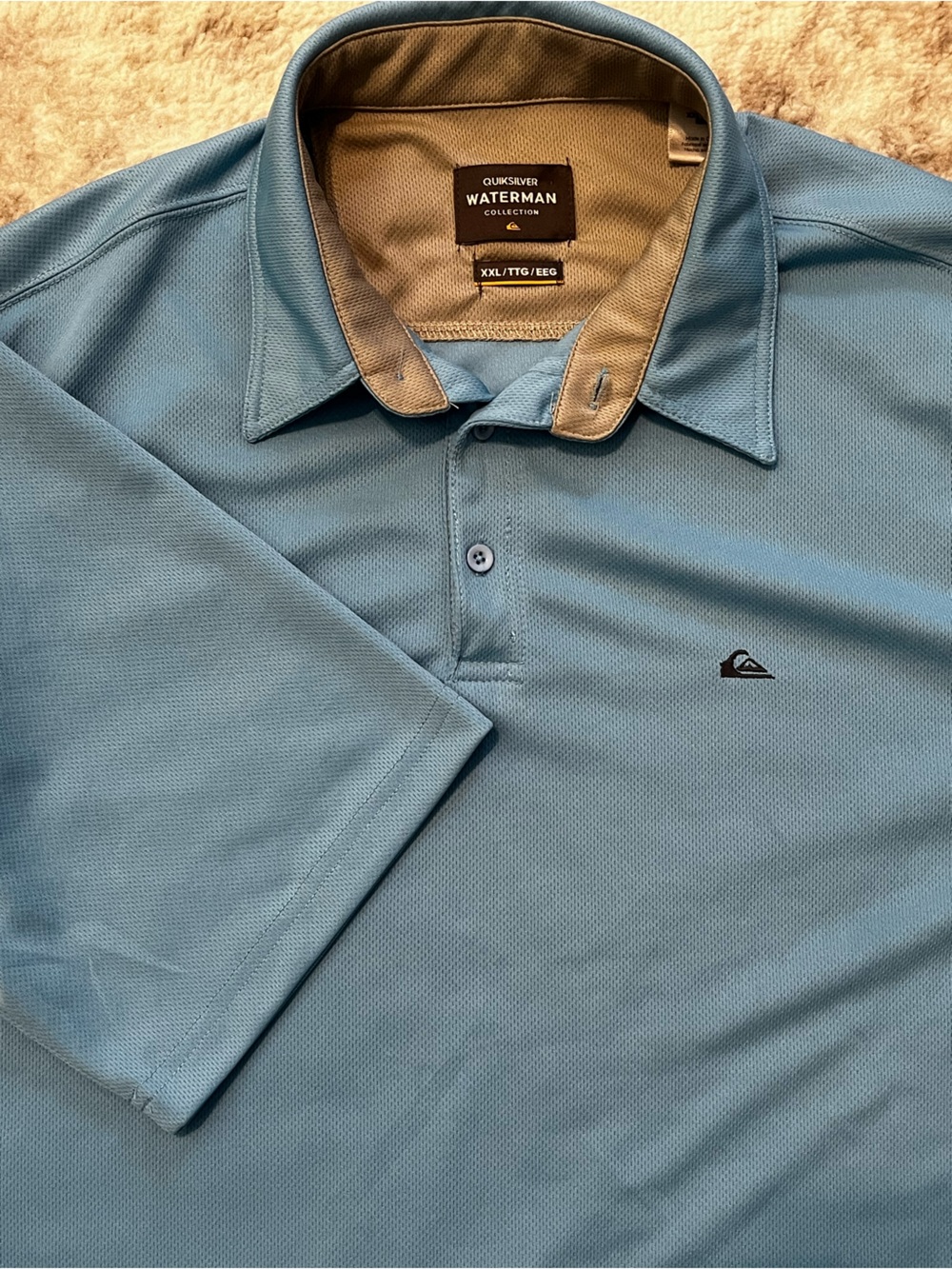 Quiksilver Waterman Mens XXL Slate Blue Mesh Performance Golf Polo Shirt 2XL